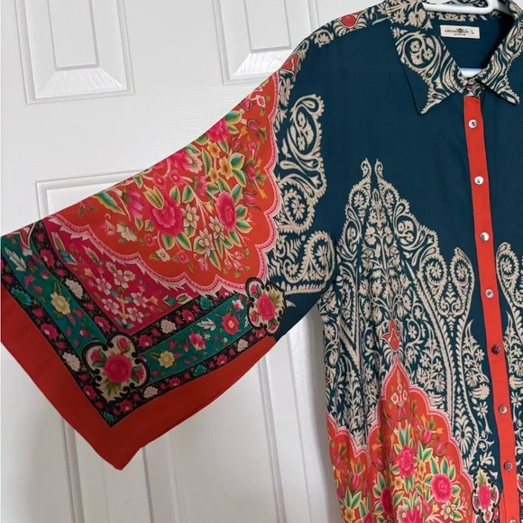 NATURAL LIFE Madras Midi Shirt Dress. Full button front. Size L - Picture 4 of 7